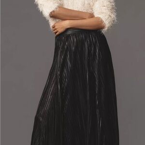 Anthropologie Metallic Pleated Midi Skirt